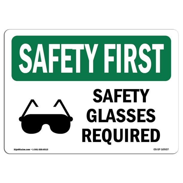  Made in The USA Construction Site Goggles Required with Symbol Protect Your Business Rigid Plastic Sign Warehouse & Shop Area OSHA Safety First Sign 